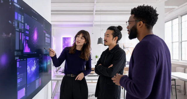 Équipe créative travaillant sur une expérience digitale